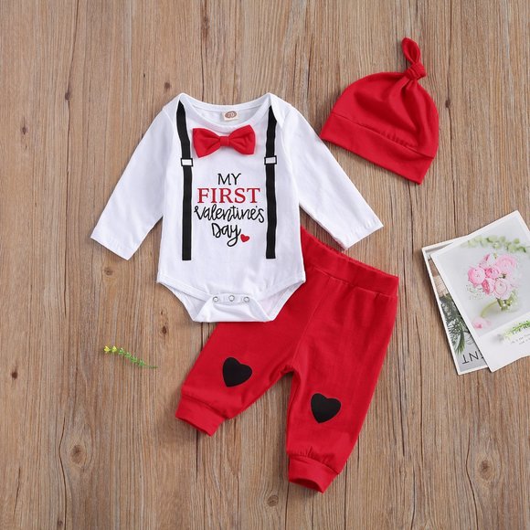 baby boy 1st valentine's day outfit
